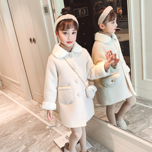 Palton de iarna pentru copii cu nasturi si buzunar pentru fete