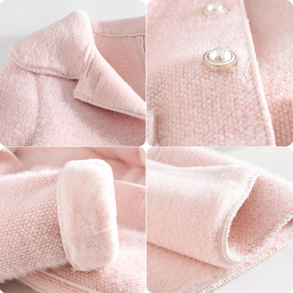 Palton de iarna pentru copii cu nasturi si buzunar pentru fete