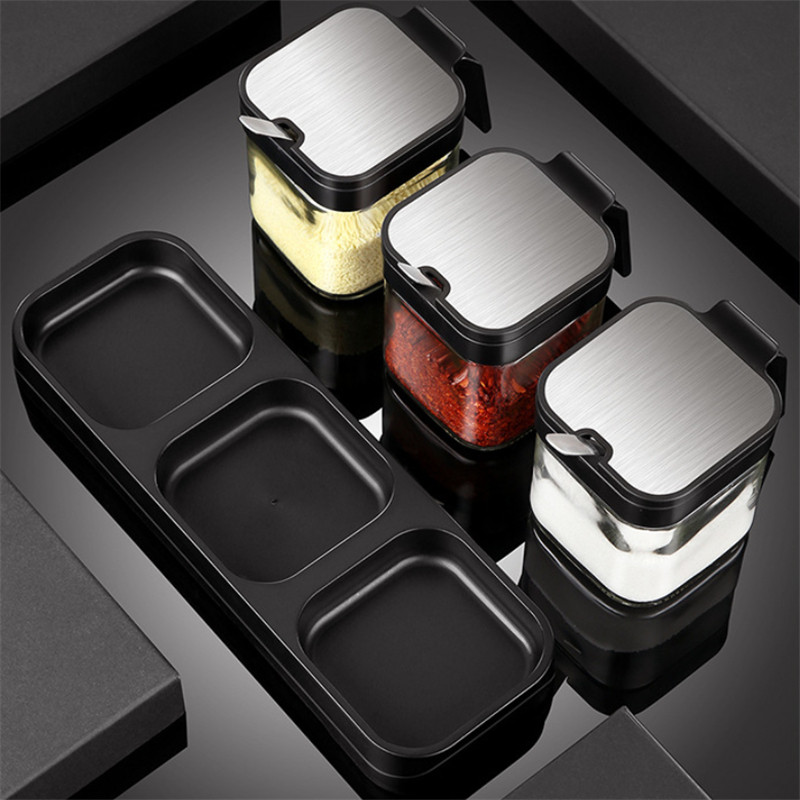 Hőálló üveg fűszeres dobozok Fűszertartó készlet Lezárt ételízesítő tároló palack Só és bors shakerek Konyhai főzőeszközök