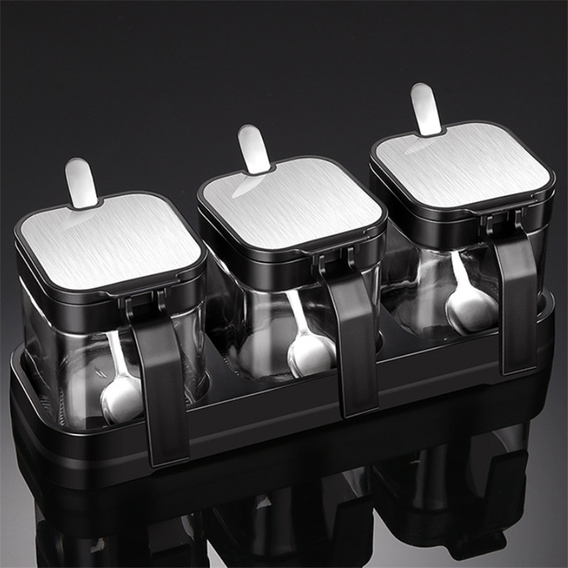 Hőálló üveg fűszeres dobozok Fűszertartó készlet Lezárt ételízesítő tároló palack Só és bors shakerek Konyhai főzőeszközök