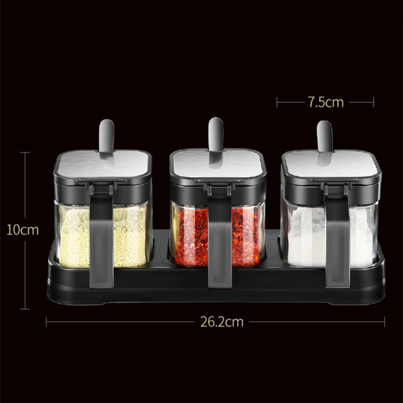 Hőálló üveg fűszeres dobozok Fűszertartó készlet Lezárt ételízesítő tároló palack Só és bors shakerek Konyhai főzőeszközök
