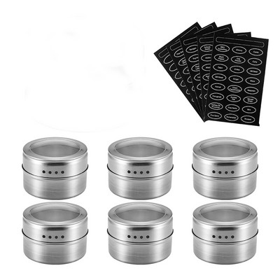 Magnetiniai prieskonių stiklainiai lipdukai nerūdijančio plieno prieskonių skardinės laikymo talpa pipirų prieskonių purškikliai virtuvės miltelių laikymas