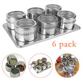 Rozsdamentes acél fűszeres üveg Mágneses fűszer tégelyek Só Cukor Bors Fűszeres Palacktartó Doboz Konyhai Tároló Szervező