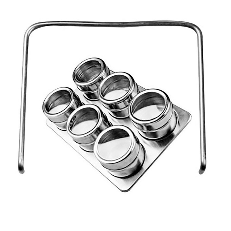 Rozsdamentes acél fűszeres üveg Mágneses fűszer tégelyek Só Cukor Bors Fűszeres Palacktartó Doboz Konyhai Tároló Szervező