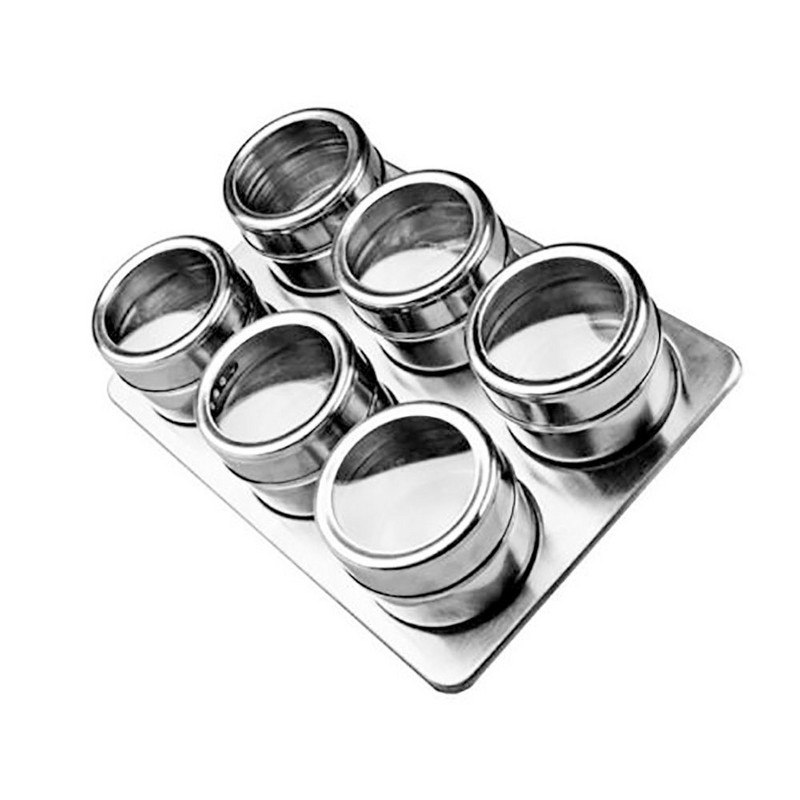 Rozsdamentes acél fűszeres üveg Mágneses fűszer tégelyek Só Cukor Bors Fűszeres Palacktartó Doboz Konyhai Tároló Szervező