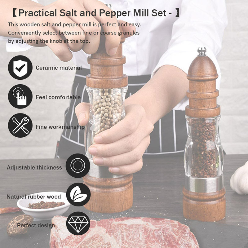 TEENRA râșniță manuală sare piper râșniță din lemn pentru piper și condimente râșniță de mână pentru condimente râșniță cu perie unealtă de bucătărie