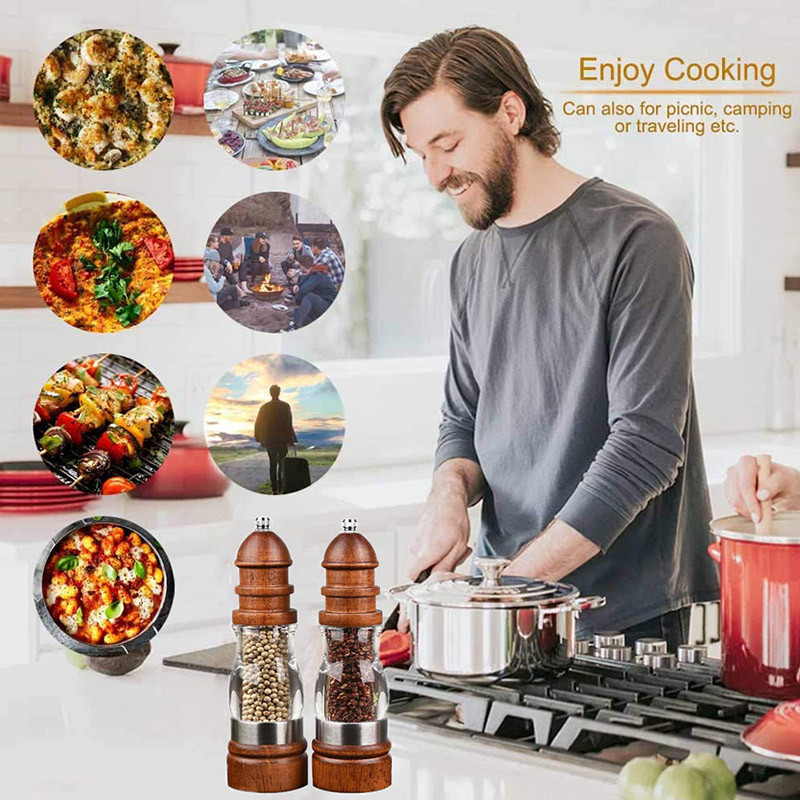 TEENRA râșniță manuală sare piper râșniță din lemn pentru piper și condimente râșniță de mână pentru condimente râșniță cu perie unealtă de bucătărie