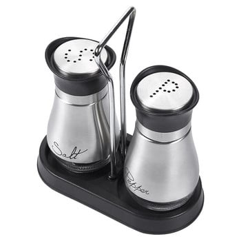 Σετ SHGO HOT-Salt and Pepper Shakers - Ανοξείδωτο ατσάλι υψηλής ποιότητας με γυάλινο πάτο και βάση 4 ιντσών - 4 ίντσες x 6 ίντσες x 2 ίντσες,