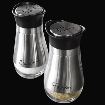 Σετ SHGO HOT-Salt and Pepper Shakers - Ανοξείδωτο ατσάλι υψηλής ποιότητας με γυάλινο πάτο και βάση 4 ιντσών - 4 ίντσες x 6 ίντσες x 2 ίντσες,