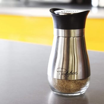 Σετ SHGO HOT-Salt and Pepper Shakers - Ανοξείδωτο ατσάλι υψηλής ποιότητας με γυάλινο πάτο και βάση 4 ιντσών - 4 ίντσες x 6 ίντσες x 2 ίντσες,