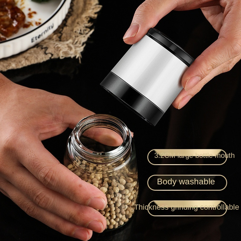 1 bucăți Premium Moara de sare manuală cu corp din sticlă transparentă râșniță de piper reglabilă de măcinat condimente unelte de bucătărie acasă