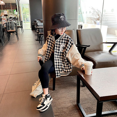 Mergaičių beisbolo striukė su O-neck