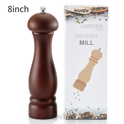 Mlinovi za sol i papar, mlinac za papar od punog drveta sa snažnim podesivim keramičkim mlinom 5" 8" - kuhinjski alati Drveni mlinac za papar