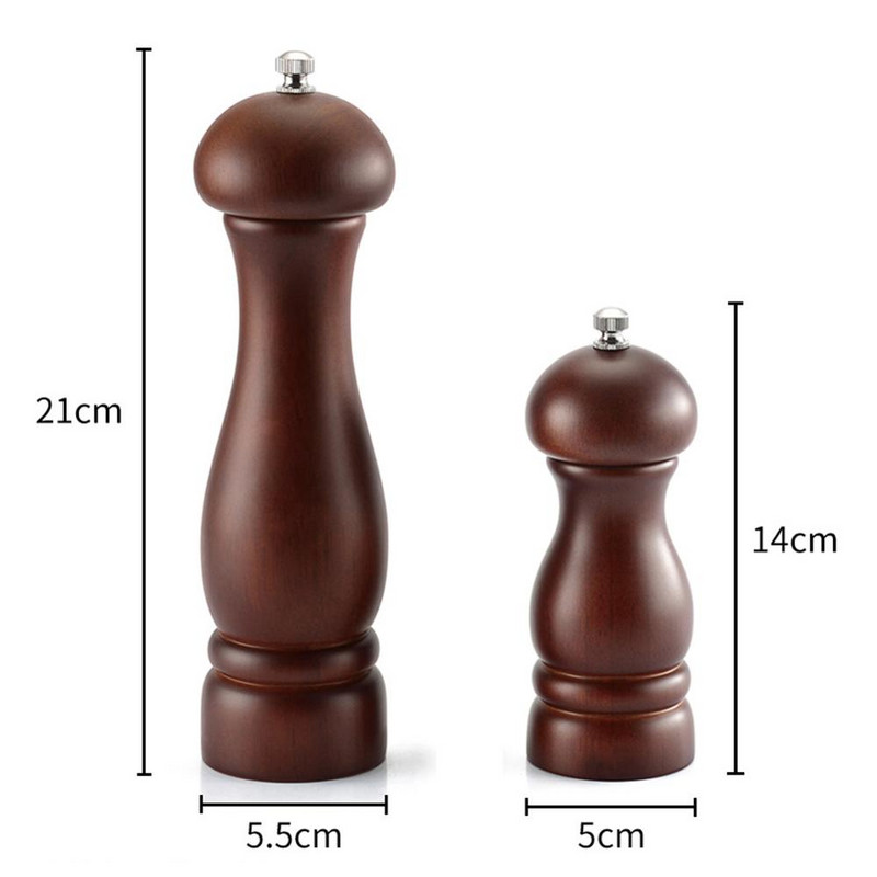 Moara de sare si piper, moara de piper din lemn masiv cu rasnita ceramica reglabila puternica 5" 8" - Ustensile de bucatarie Moara de piper din lemn