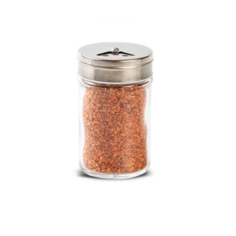 Sticla de condiment de sticla Sticla de condiment Oala de condiment Capac rotativ din otel inoxidabil Ustensile de bucatarie Agitator de ardei Set de gratar