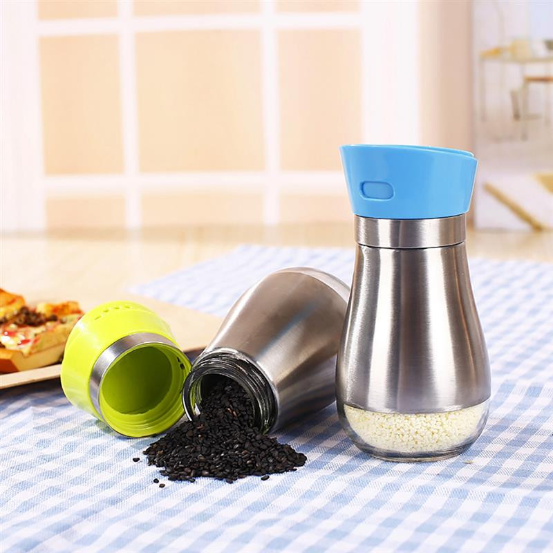 Rozsdamentes acél fűszerező shaker fűszeres palackok paprika barbecue szószos üveg dupla export fűszerezés üveg palack Konyhai eszközök