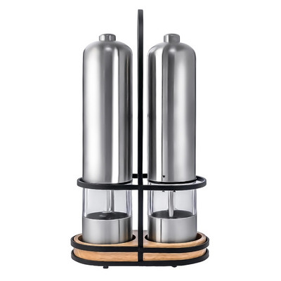 Moara electrica de piper cu suport portabil Rasnita de condiment pentru boabe de condimente din otel inoxidabil cu lumina LED Instrument de tocat bucatarie