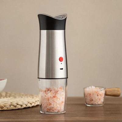 Încărcare USB Set de râșniță pentru sare și piper Funcționare gravitațională Agitator de moara de condimente Condimente reglabil grosier Oțel inoxidabil