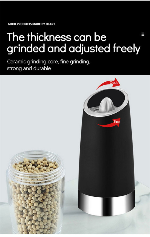 Elektriline pipraveski roostevabast terasest automaatne gravitatsiooniga loksutaja soola- ja pipraveski reguleeritav vürtside jahvataja köögis