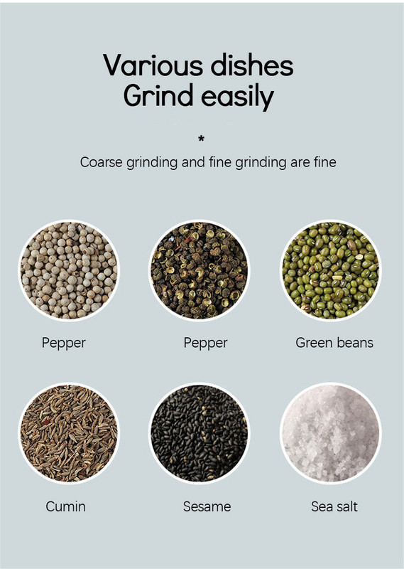 Elektriline pipraveski roostevabast terasest automaatne gravitatsiooniga loksutaja soola- ja pipraveski reguleeritav vürtside jahvataja köögis