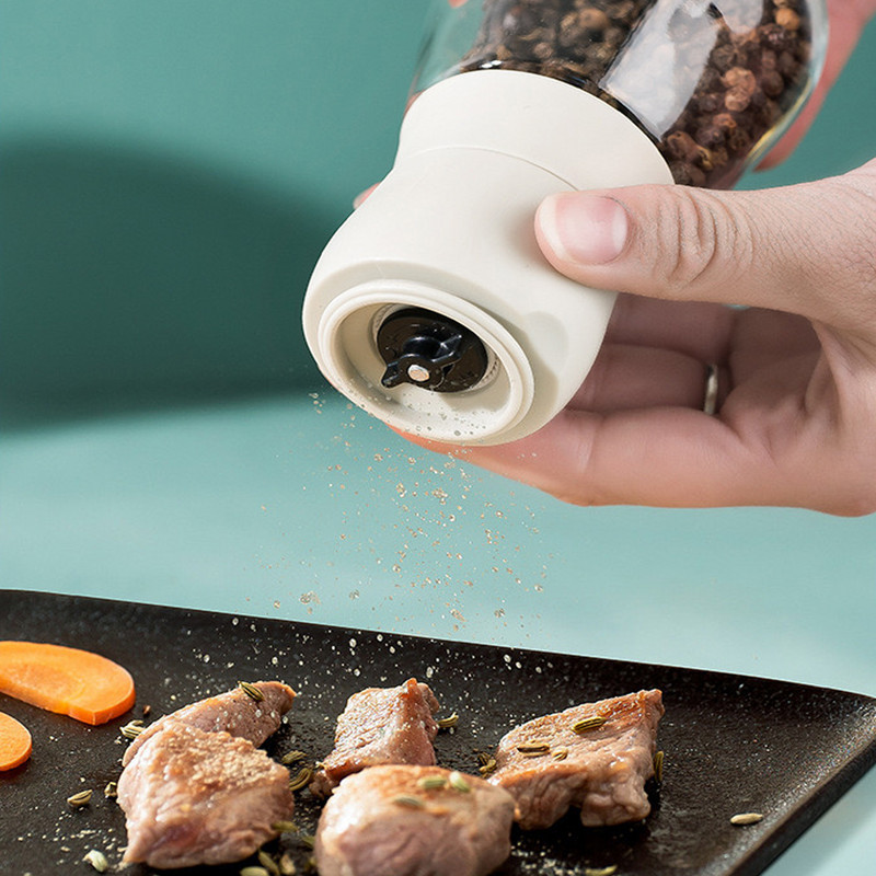 2db borsdaráló BPA-mentes átlátszó üveg, rozsdamentes acél fűszersódaráló konyhai fűszertartó edények kézi darálók