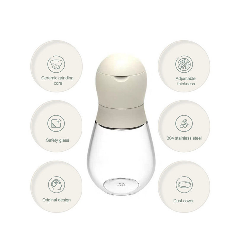 2db borsdaráló BPA-mentes átlátszó üveg, rozsdamentes acél fűszersódaráló konyhai fűszertartó edények kézi darálók