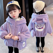 Geaca puf cu broderie si gluga cu urechi