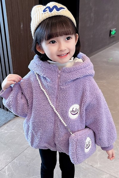 Geaca puf cu broderie si gluga cu urechi