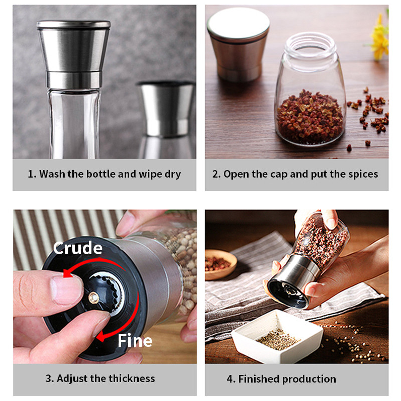 ANACE mlinac za papar od nehrđajućeg čelika, ručni mlinac za sol i papar, posuda za začine, kuhinjski alati, dodaci za kuhanje