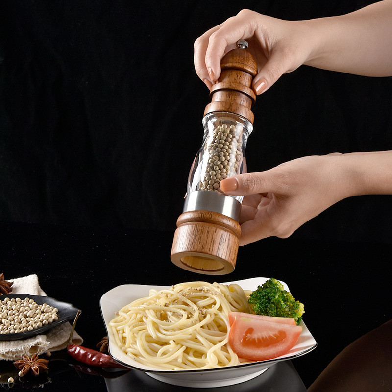 Klasikinis rankinis ąžuolo medienos druskos pipirų malūnėlis prieskonių malūnėlis rankinis pipirų malimo plaktuvas, skirtas namų apyvokos virtuvės gaminimo įrankiui