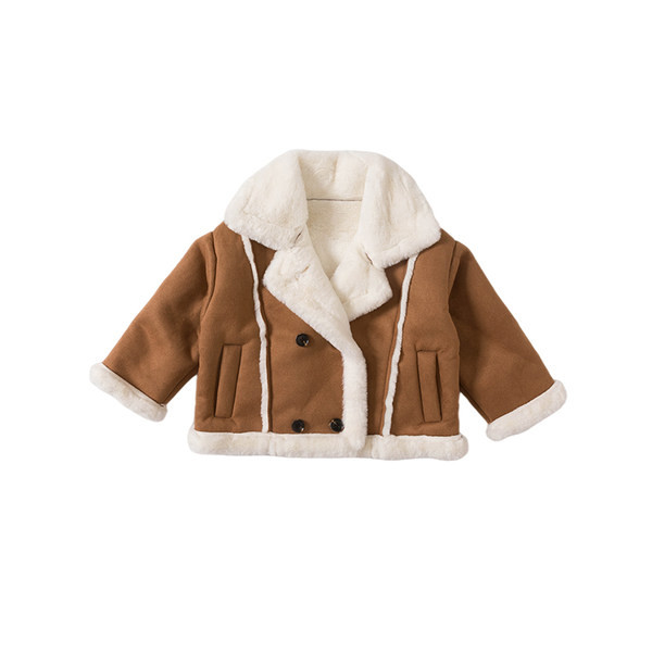 Vaikiška dygsniuota striukė su sagomis ir kišene mergaitei