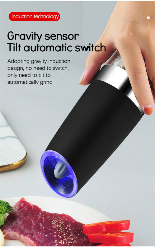 Rasnita electrica de piper Piper macinat de uz casnic, sare de mare, piper negru Sticla de condimente proaspat macinata