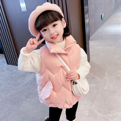 Vestă de modă de culoare uni pentru fete cu nasturi