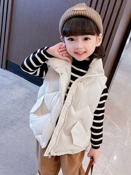 Vestă de modă de culoare uni pentru fete cu nasturi