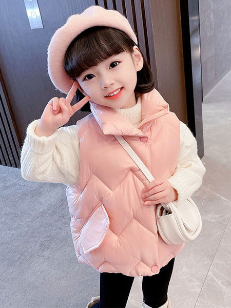 Vestă de modă de culoare uni pentru fete cu nasturi