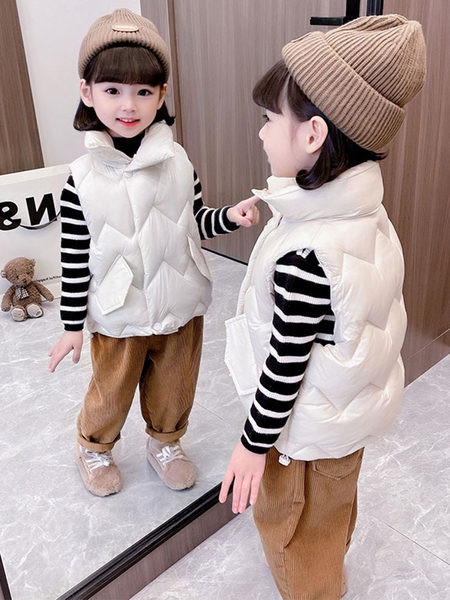 Vestă de modă de culoare uni pentru fete cu nasturi