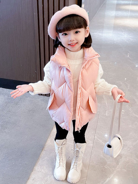 Vestă de modă de culoare uni pentru fete cu nasturi