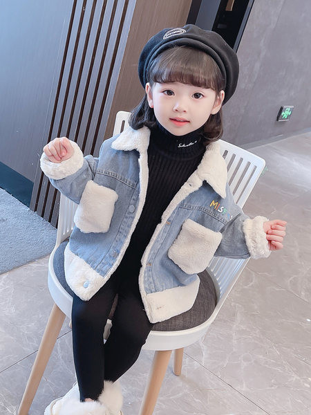 Jachetă de blugi pentru copii cu căptușeală din puf