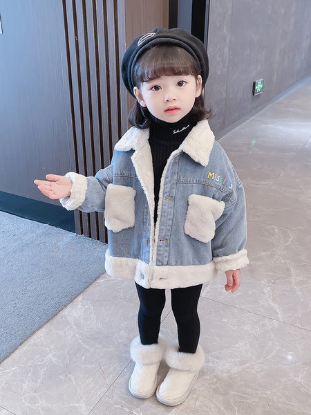 Jachetă de blugi pentru copii cu căptușeală din puf