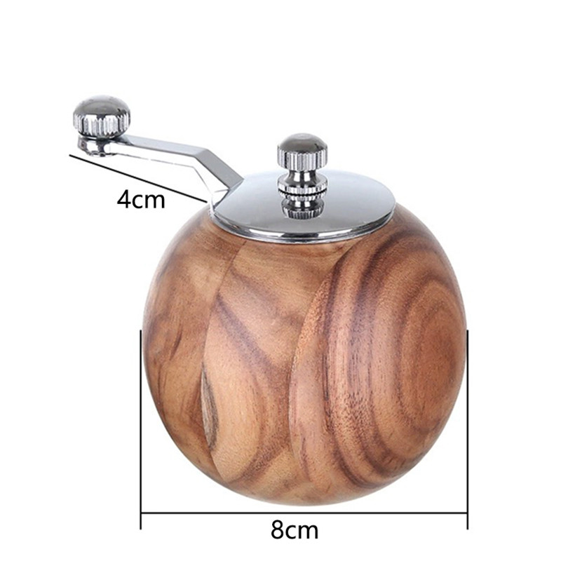 Nauji apvalūs mediniai druskos ir pipirų malūnėlių keramikos reguliuojamo stambumo malūnėliai su rankiniu alkūniniu kavos malūnėlio virtuvės prietaisų rinkiniu