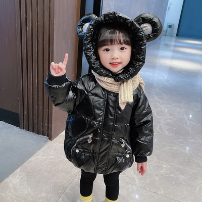 Alkalmi kabát lányoknak kapucnival és zsebbel