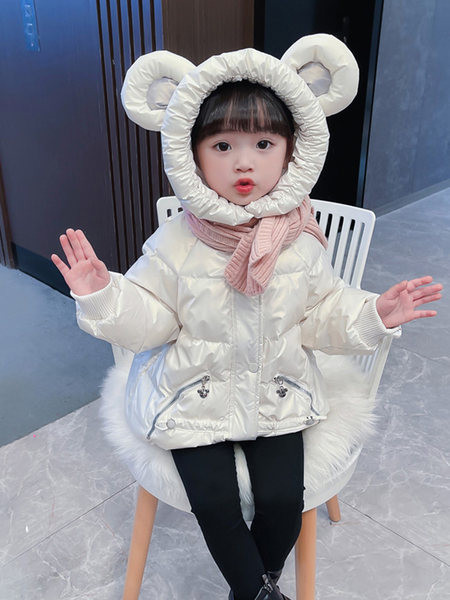 Alkalmi kabát lányoknak kapucnival és zsebbel