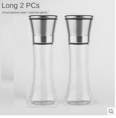 Mlin za papar i sol od brušenog nehrđajućeg čelika, stakleno visoko tijelo od 6 oz, keramički rotor 5 stupnjeva podesiv