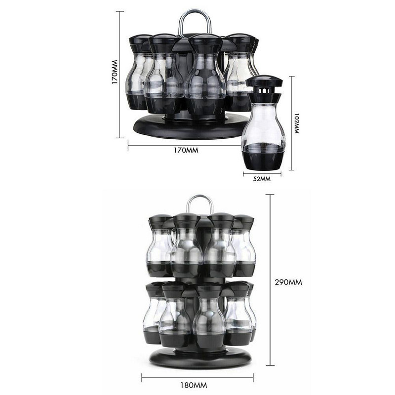 Set de borcane rotative pentru condimente pentru condimente Spray-uri cu piper Sticle pentru condimente Borcane de sare Organizator de suport de depozitare pentru bucătărie