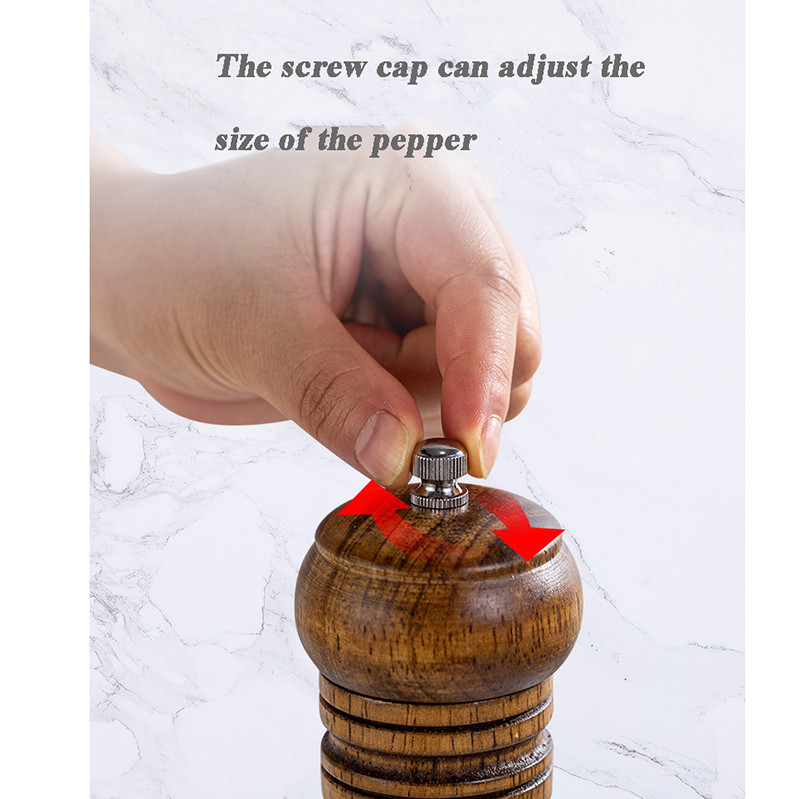 Set de mori pentru sare si piper Masini de tocat piper Agitatoare de sare cu rotor ceramic reglabil Recipient de condimente pentru lemn Masini de tocat nuci condimente