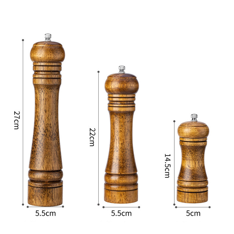 Set de mori pentru sare si piper Masini de tocat piper Agitatoare de sare cu rotor ceramic reglabil Recipient de condimente pentru lemn Masini de tocat nuci condimente
