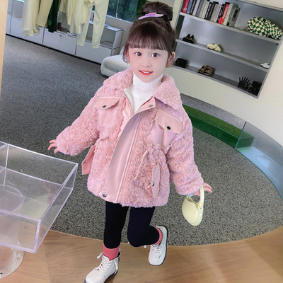 Moekas nööriga piha ja taskuga talvejope tüdrukutele