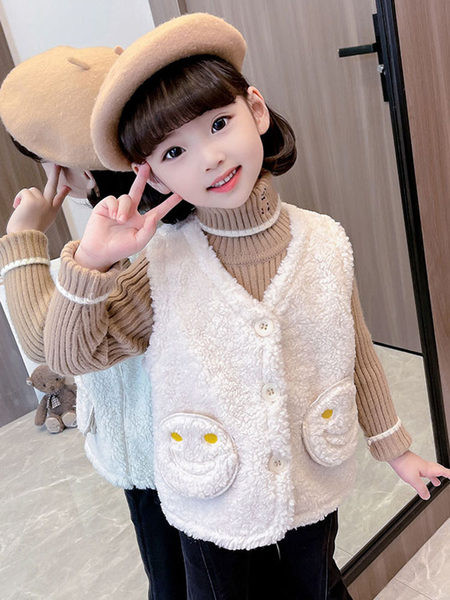 Vesta de iarna pentru copii cu buzunar si nasturi pentru fete