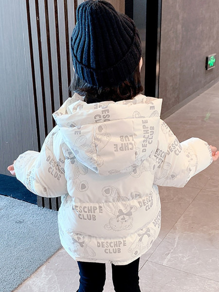 Mergaičių laisvalaikio žieminė striukė su gobtuvu ir raštu