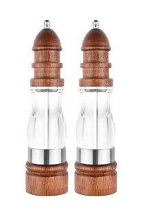 Set de râșniță din lemn pentru sare și piper - mori pentru lemn și acril, râșniță ceramică cu grosimea ajustabilă